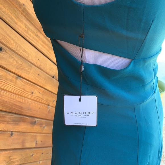 Laundry by Shelli Segal Teal One-Shoulder Gown Size 4 NWT - Picture 9 of 11